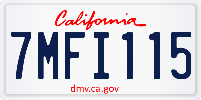 CA license plate 7MFI115