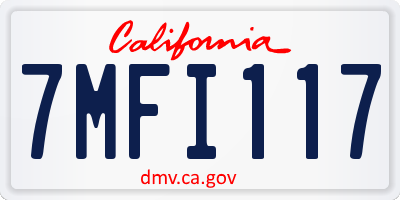 CA license plate 7MFI117