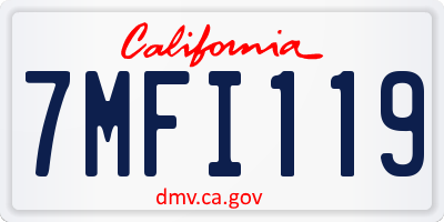 CA license plate 7MFI119