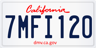 CA license plate 7MFI120