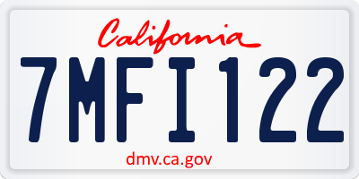 CA license plate 7MFI122
