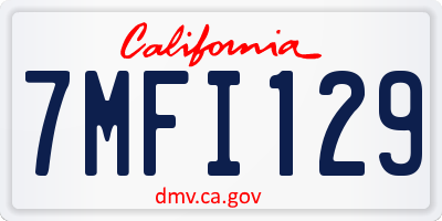 CA license plate 7MFI129