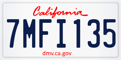 CA license plate 7MFI135