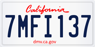 CA license plate 7MFI137