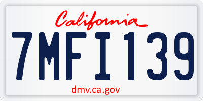 CA license plate 7MFI139