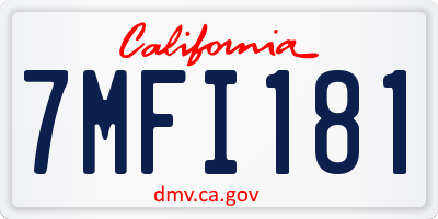 CA license plate 7MFI181