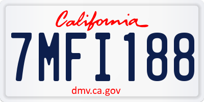 CA license plate 7MFI188