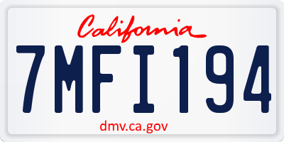 CA license plate 7MFI194