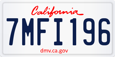 CA license plate 7MFI196