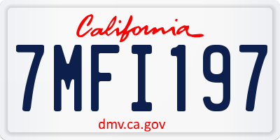 CA license plate 7MFI197