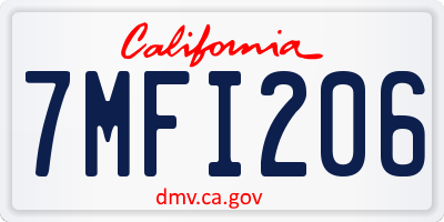 CA license plate 7MFI206