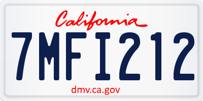 CA license plate 7MFI212