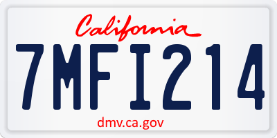 CA license plate 7MFI214