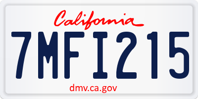 CA license plate 7MFI215