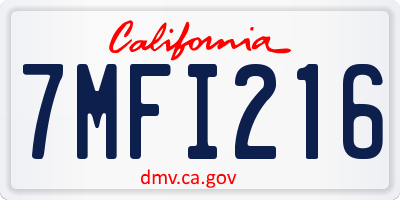 CA license plate 7MFI216