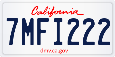 CA license plate 7MFI222