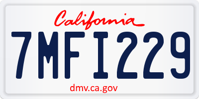 CA license plate 7MFI229