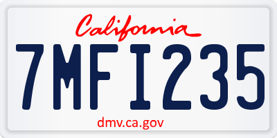 CA license plate 7MFI235
