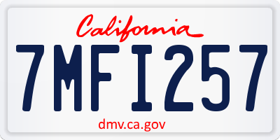 CA license plate 7MFI257