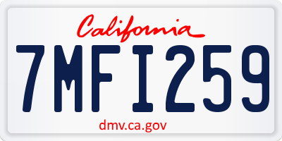 CA license plate 7MFI259