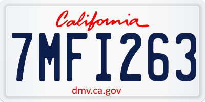 CA license plate 7MFI263