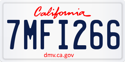 CA license plate 7MFI266