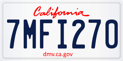 CA license plate 7MFI270