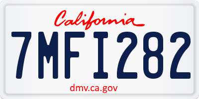 CA license plate 7MFI282