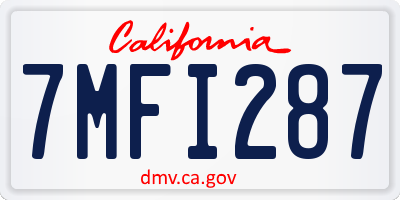 CA license plate 7MFI287