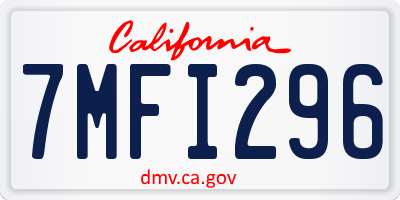 CA license plate 7MFI296