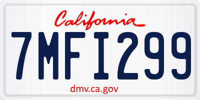 CA license plate 7MFI299