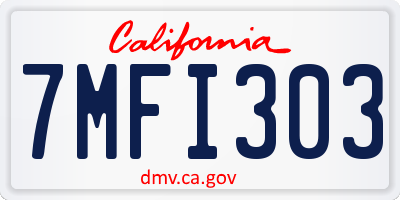 CA license plate 7MFI303