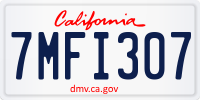 CA license plate 7MFI307
