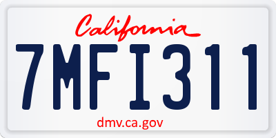 CA license plate 7MFI311