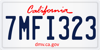 CA license plate 7MFI323