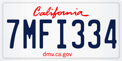 CA license plate 7MFI334