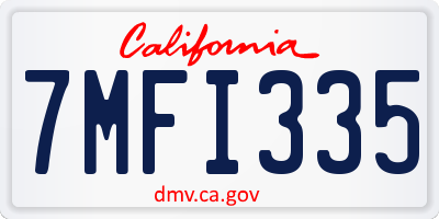 CA license plate 7MFI335