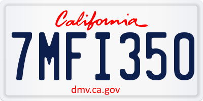 CA license plate 7MFI350
