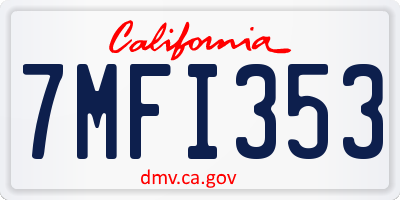 CA license plate 7MFI353