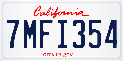 CA license plate 7MFI354