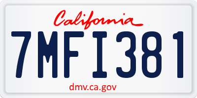 CA license plate 7MFI381