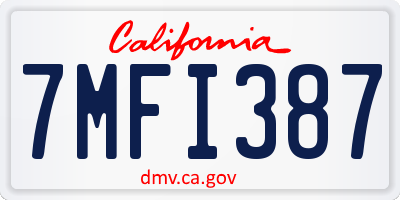 CA license plate 7MFI387