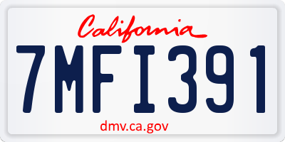 CA license plate 7MFI391