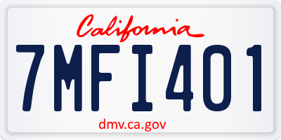 CA license plate 7MFI401