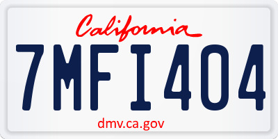 CA license plate 7MFI404