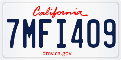 CA license plate 7MFI409