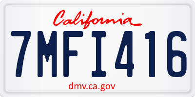 CA license plate 7MFI416