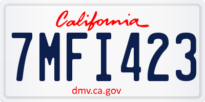 CA license plate 7MFI423