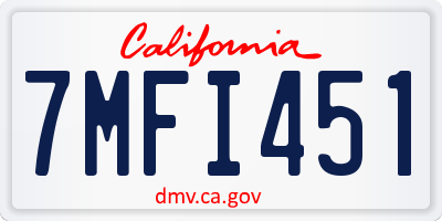 CA license plate 7MFI451