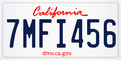 CA license plate 7MFI456